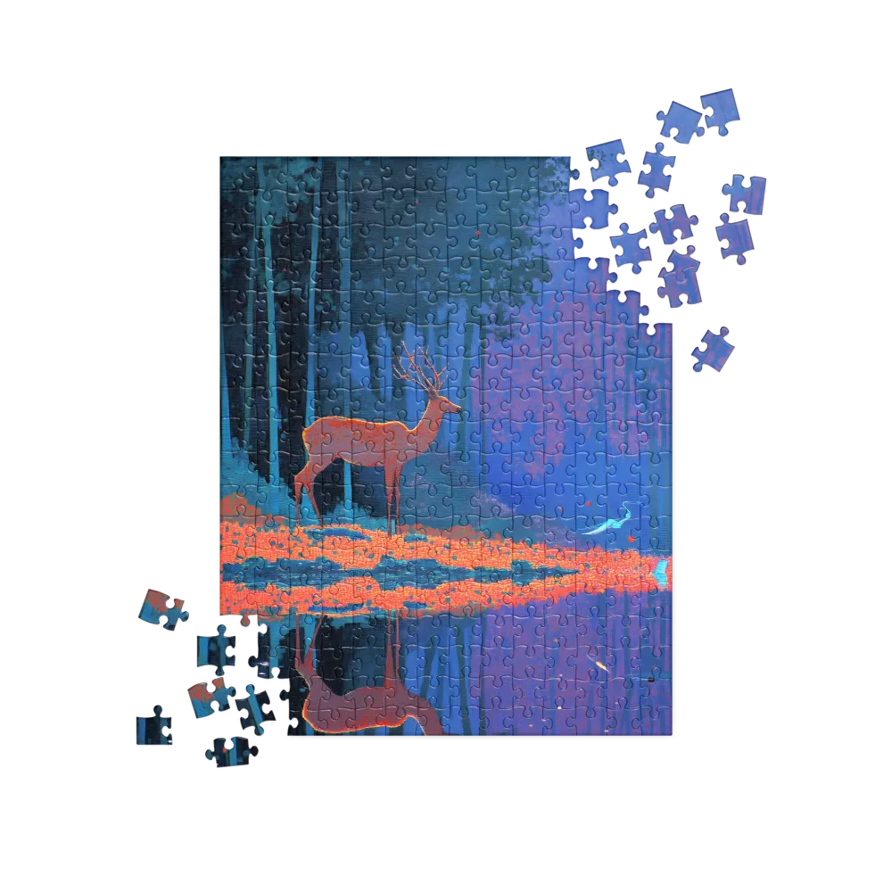 Neon Stag Reflection 
 Jigsaw Puzzle