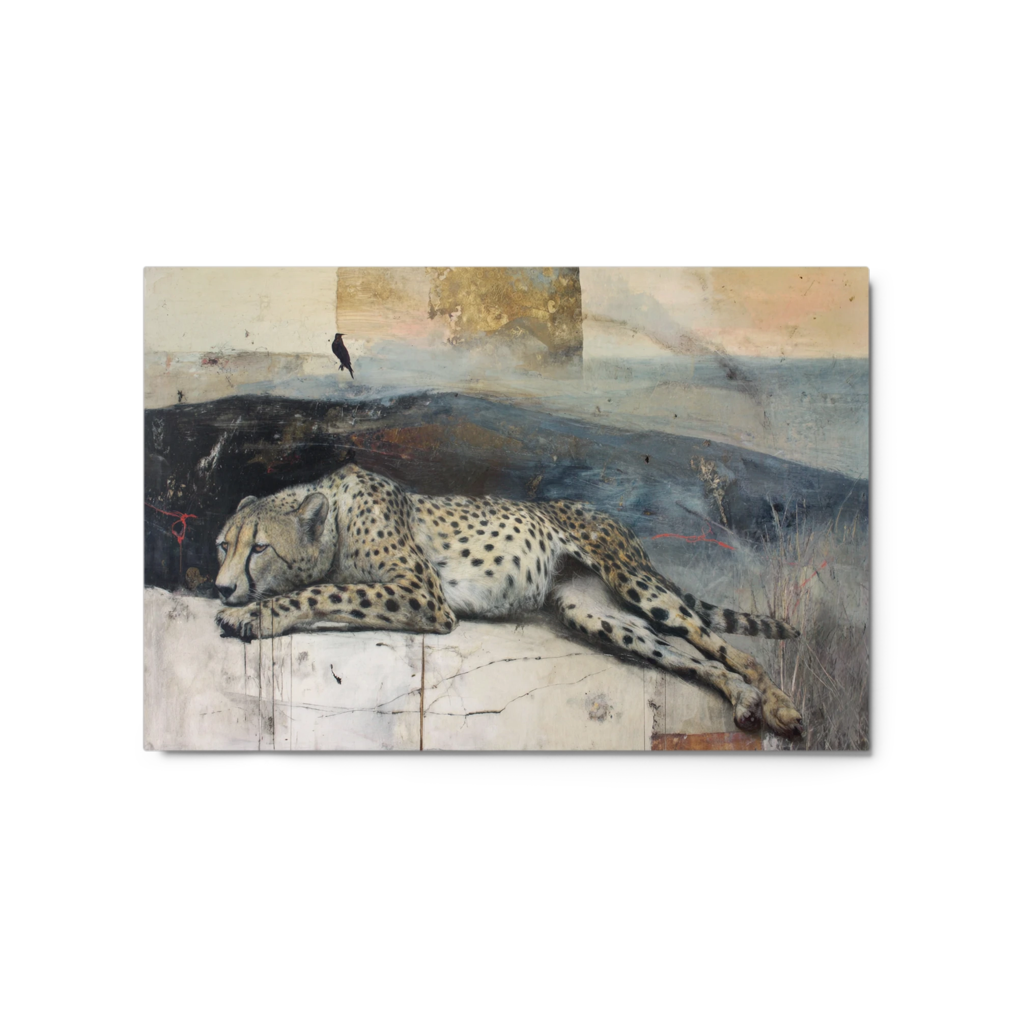 Resting Cheetah and Bird