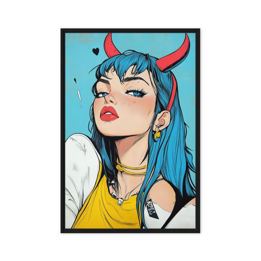 Blue-Haired Woman with Horns