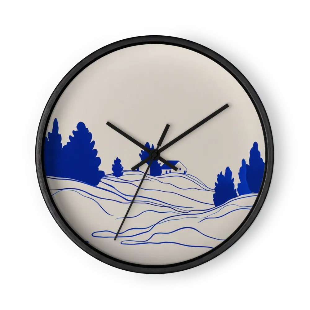 Blue Hills and Solitary Houses | Wall Clock