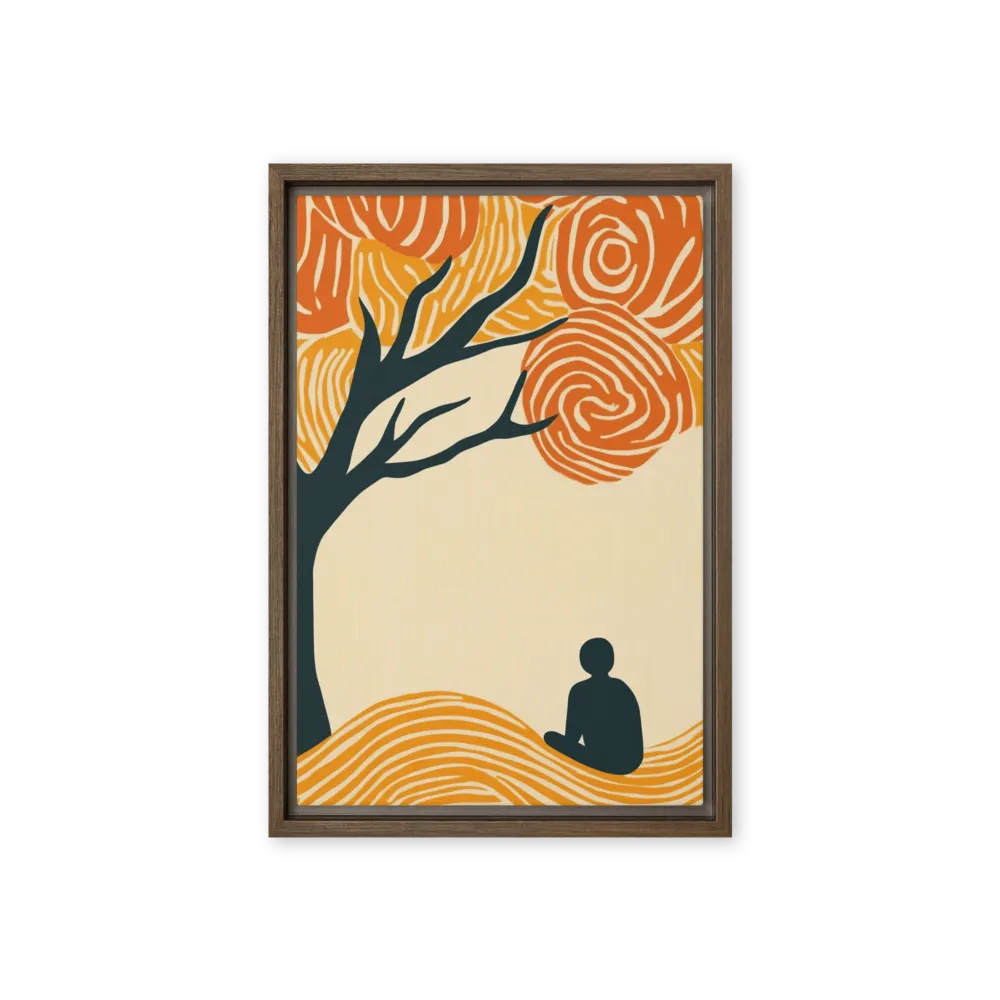 Orange Tree Solitude 
 Canvas with Brown Frame