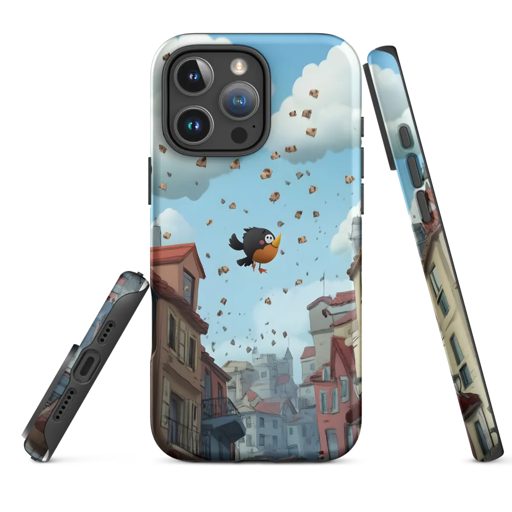 Cartoon Bird Over City
