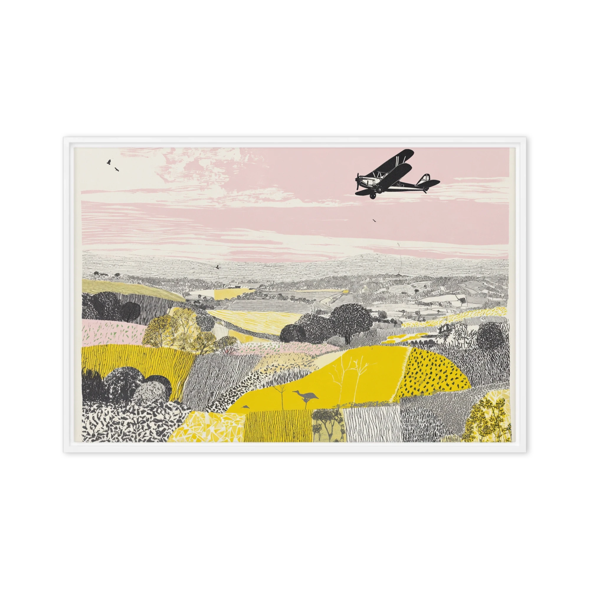 Biplane Over Pastoral Fields | Art Print