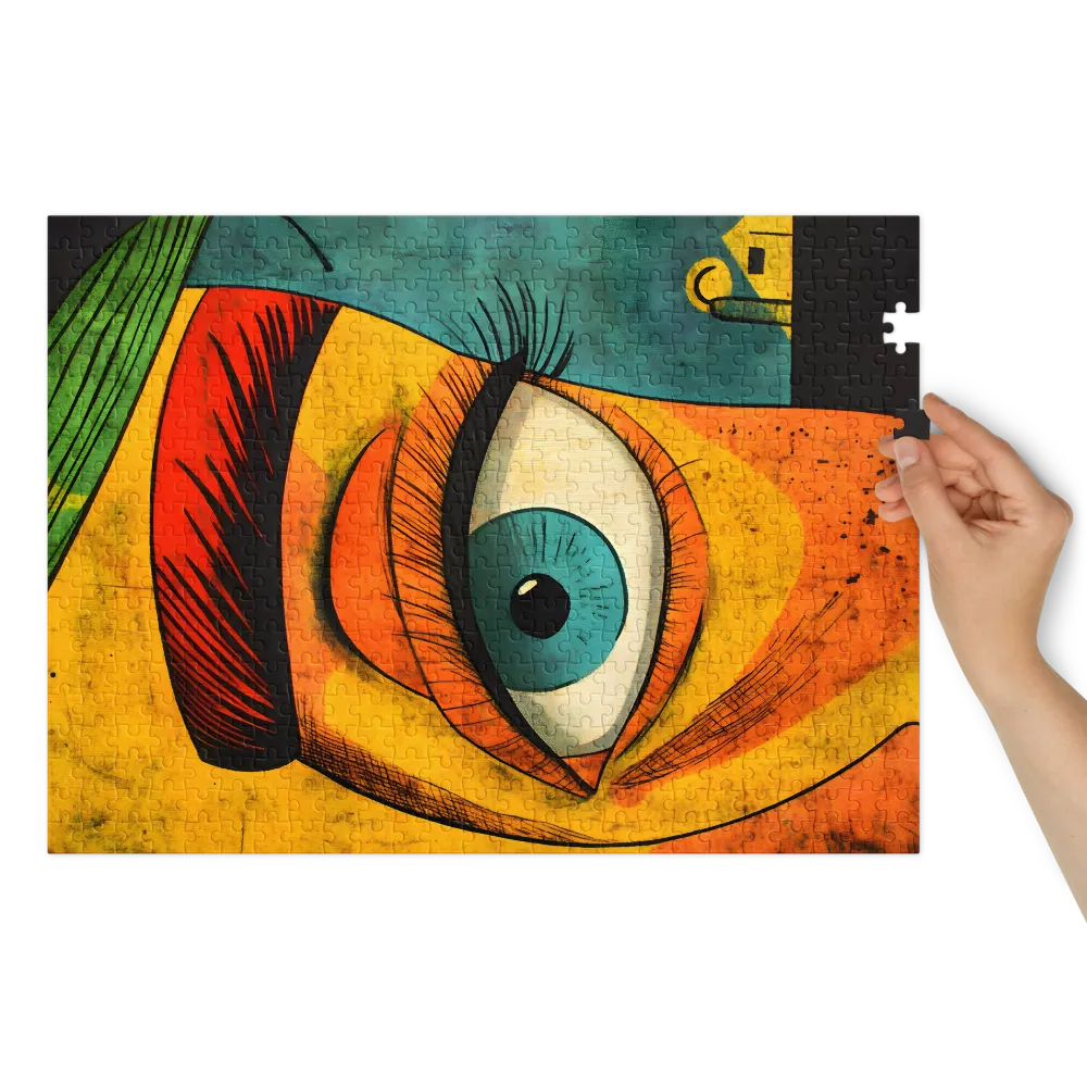 Olho Vibrante Pop Art 
 Puzzle em caixa de metal