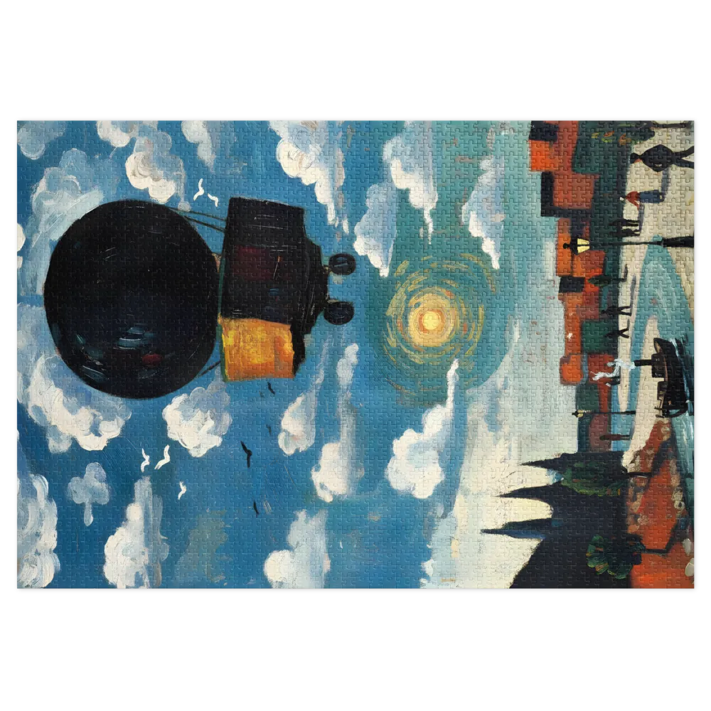 Balloon Above the River 
 Jigsaw Puzzle in Tin Box