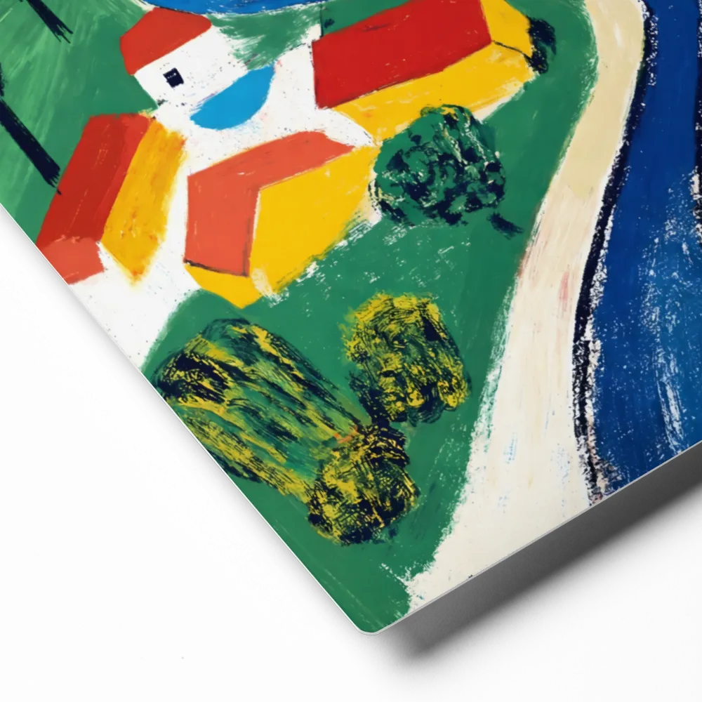 Winding Road to the Village 
 Canvas with Brown Frame