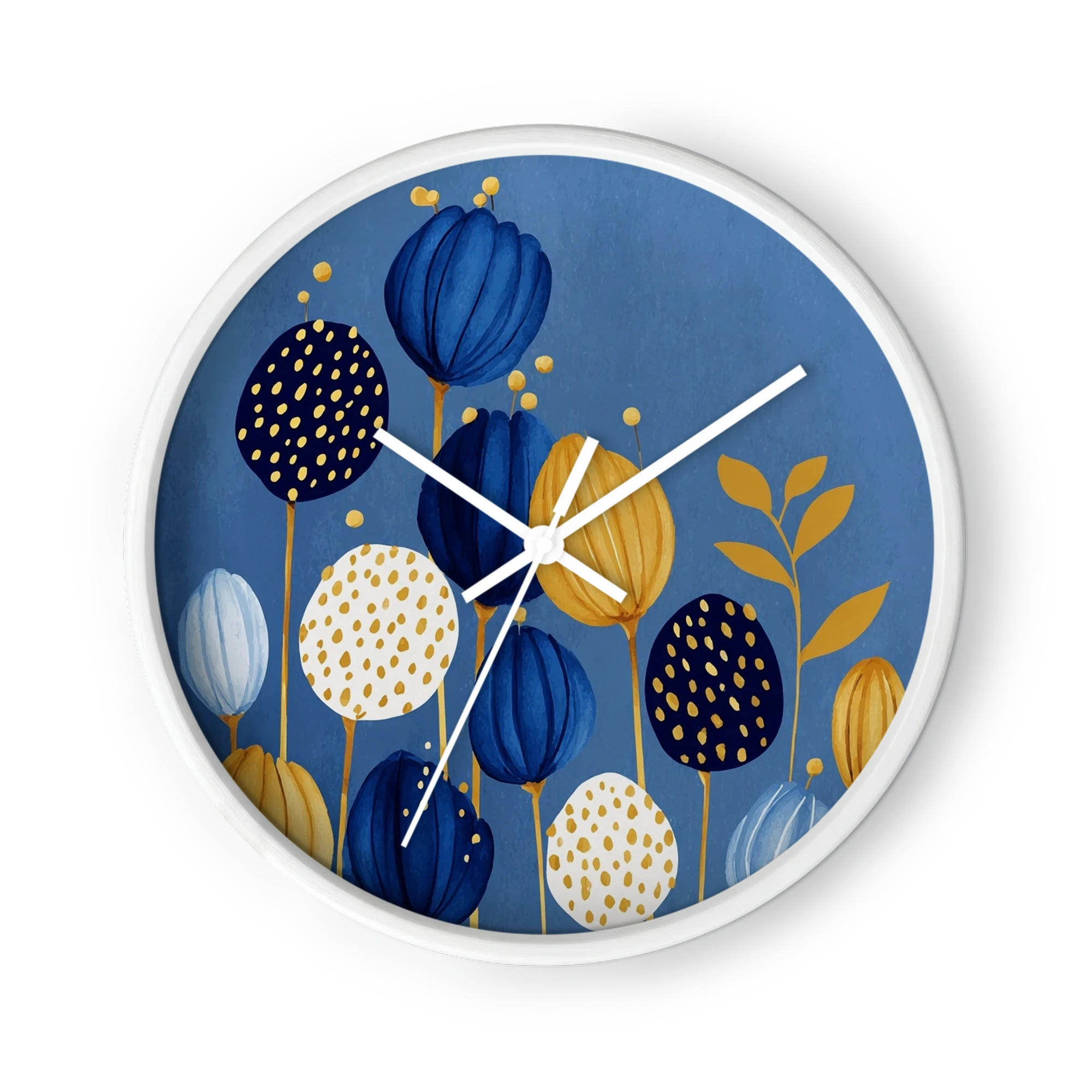 Golden Blooms on Blue