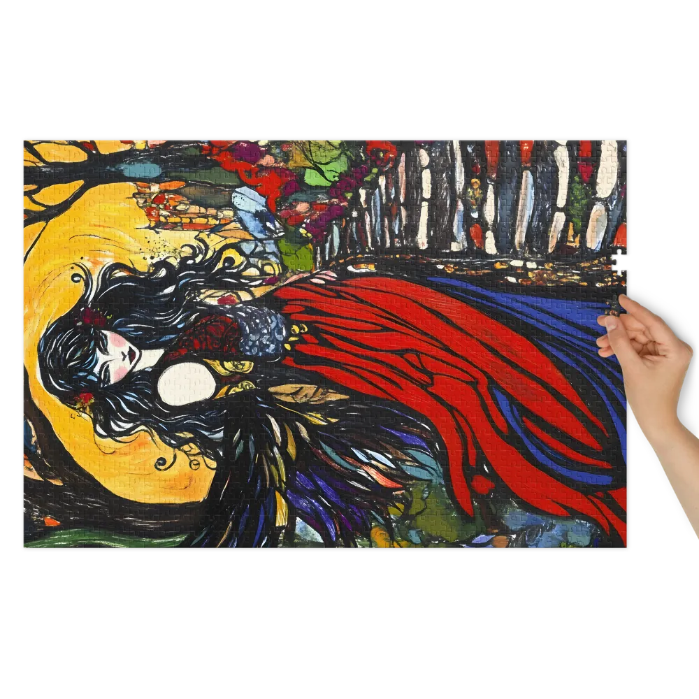 Fantasy Woman in Red Dress | Jigsaw Puzzle (252/520 pieces)