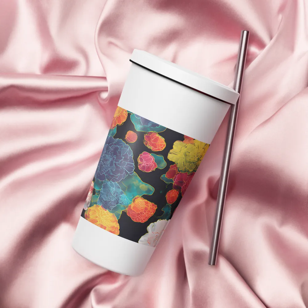 Tapeçaria de peônias néon | Caneca de viagem