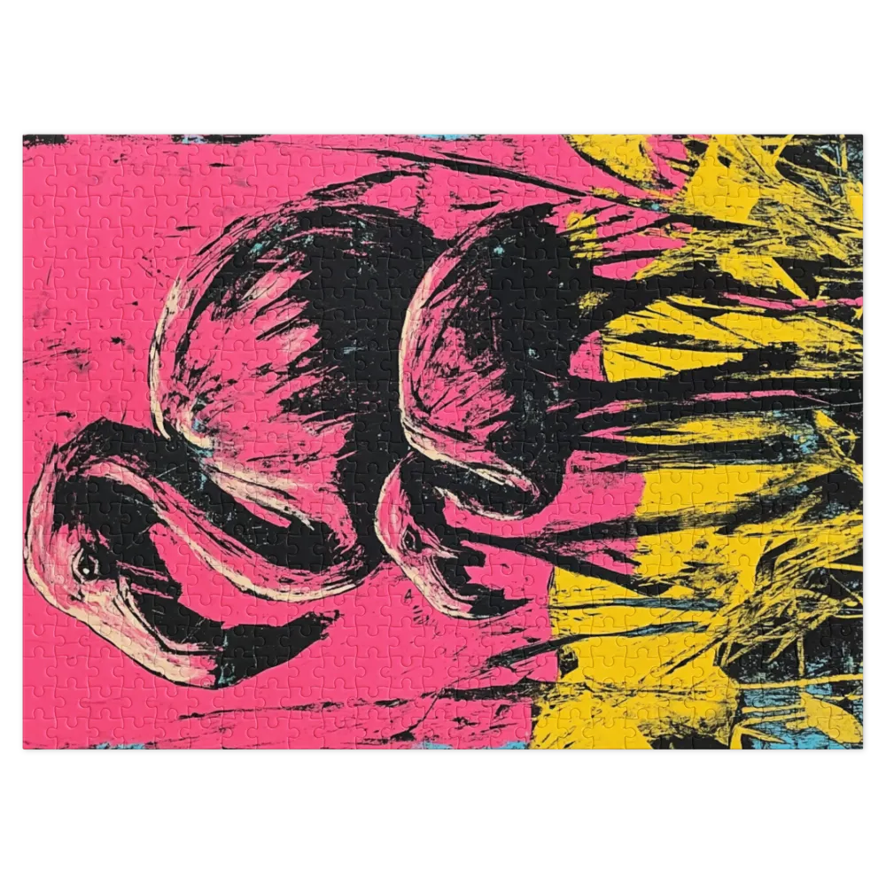 Pop Art Flamingos 
 Jigsaw Puzzle in Tin Box
