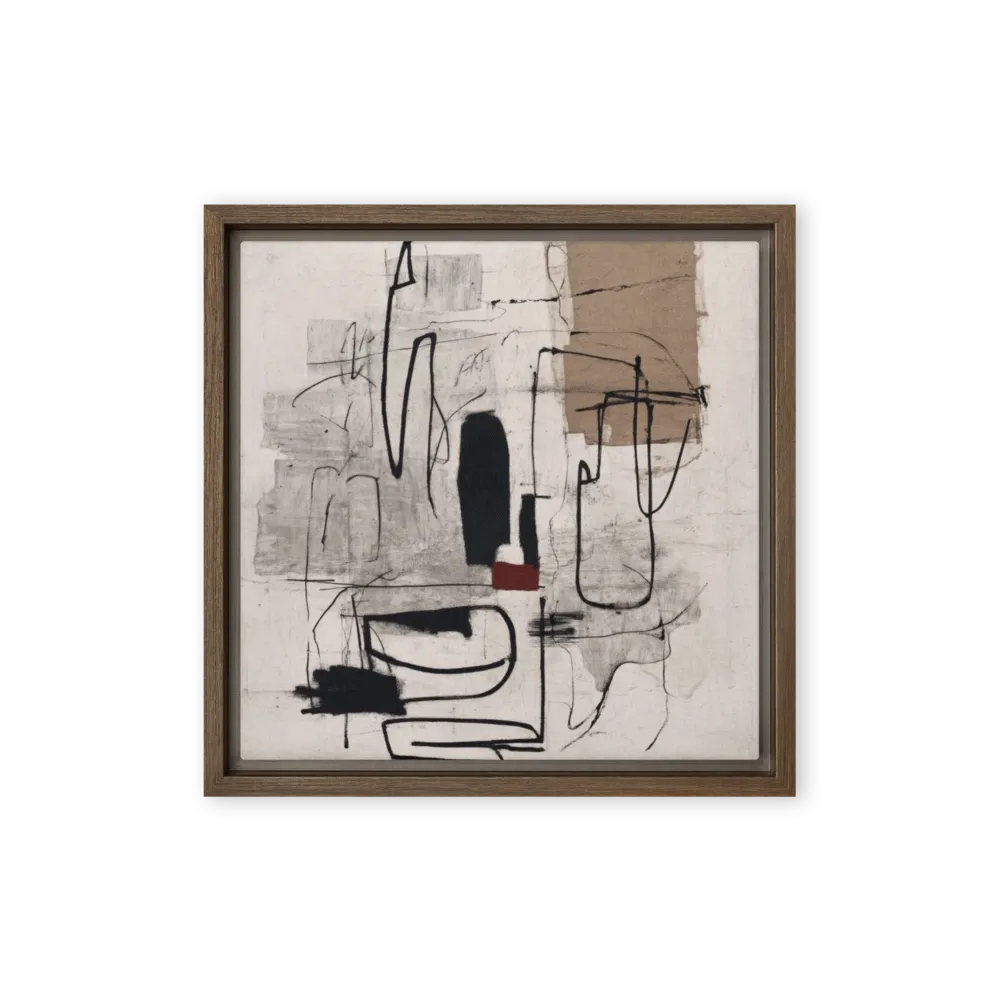 Composition in Neutral and Red 
 Poster with Black Frame | 16″x 16″