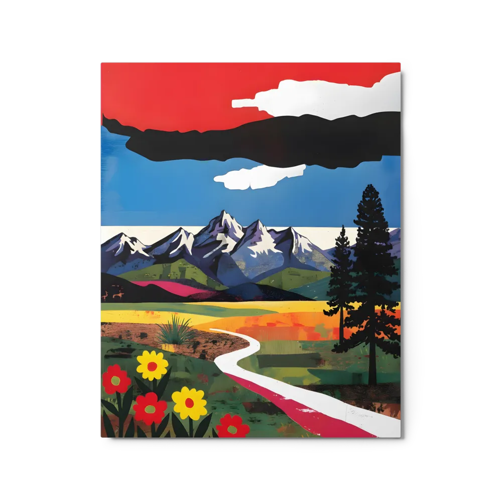 Vibrant Mountain Path 
 Canvas with White Frame