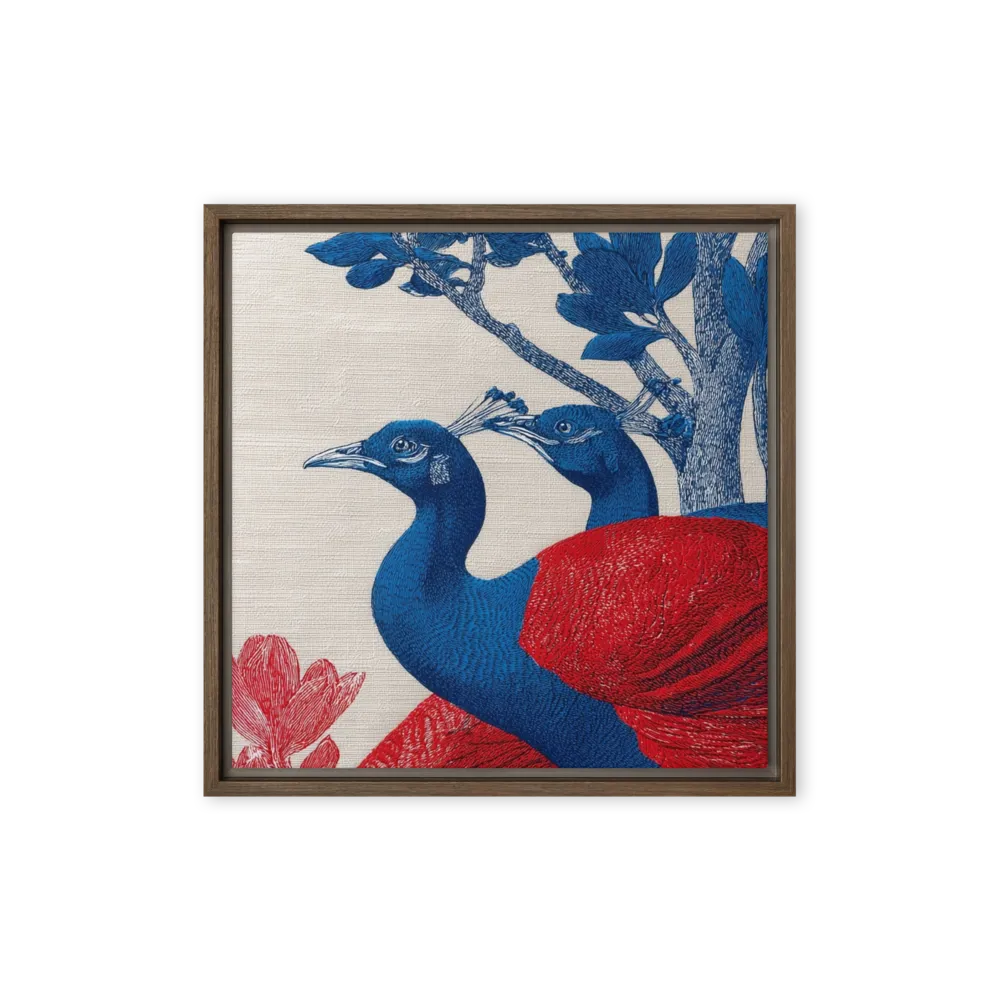 Blue and Red Peacocks | Art Print