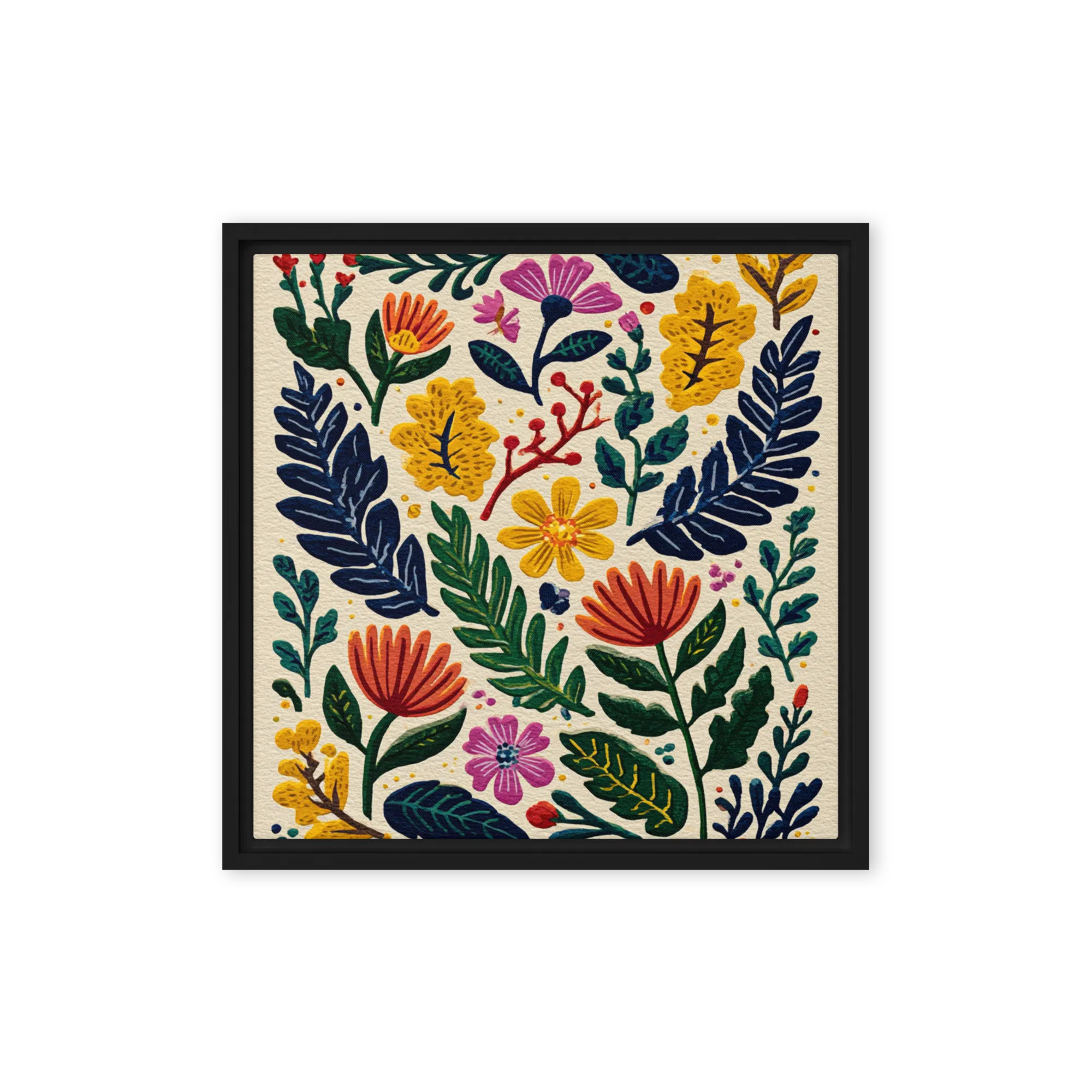 Flat Gouache on Heavy Canvas — Simulated needlepoint weave