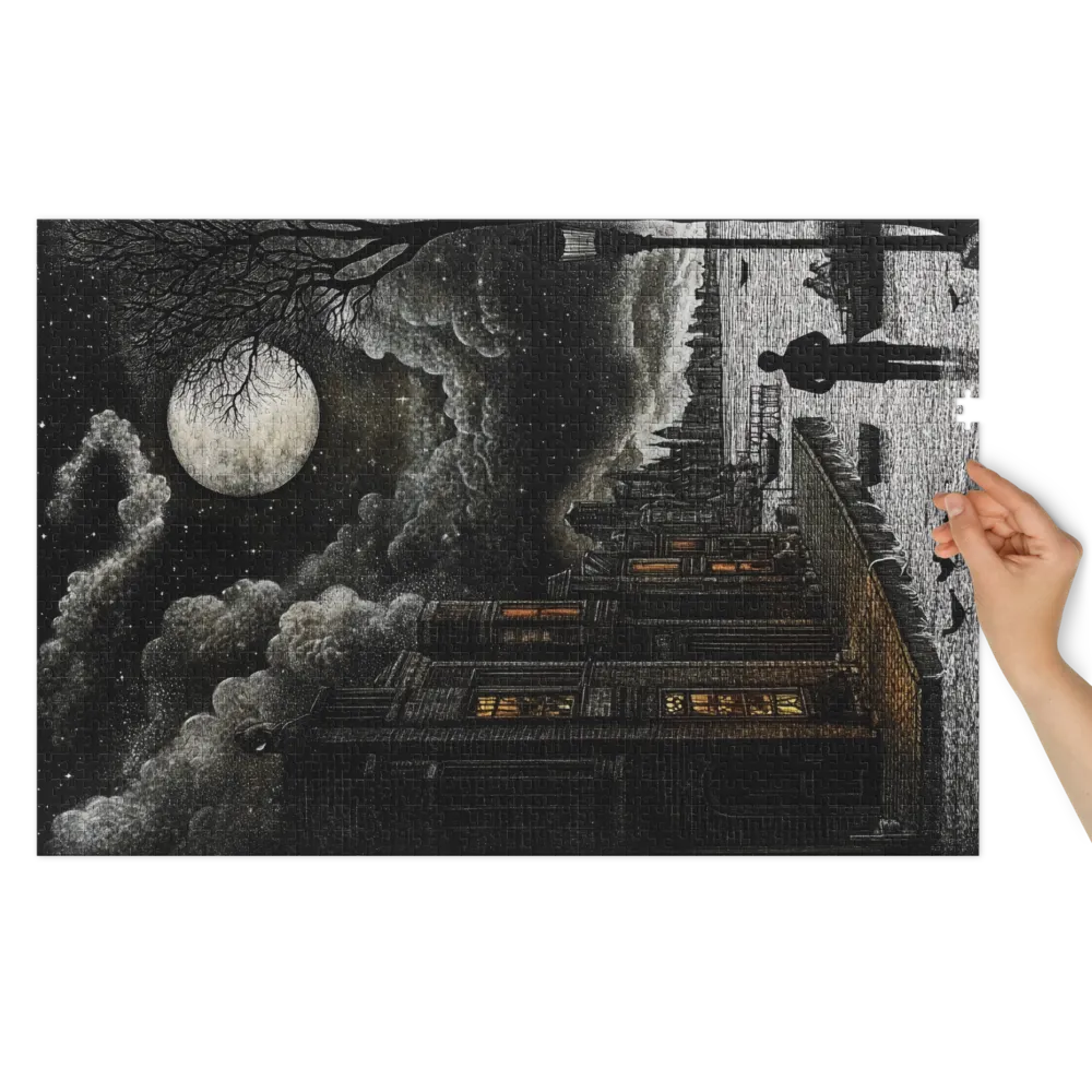 Night Landscape with Moon and Cityscape | Jigsaw Puzzle (252/520 pieces)