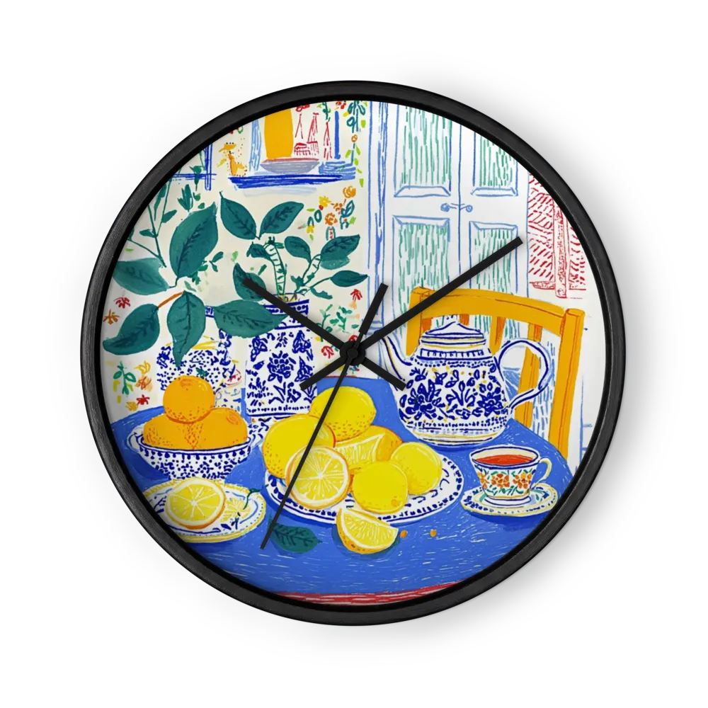 Limoni e Teiera Blu | Orologio da parete