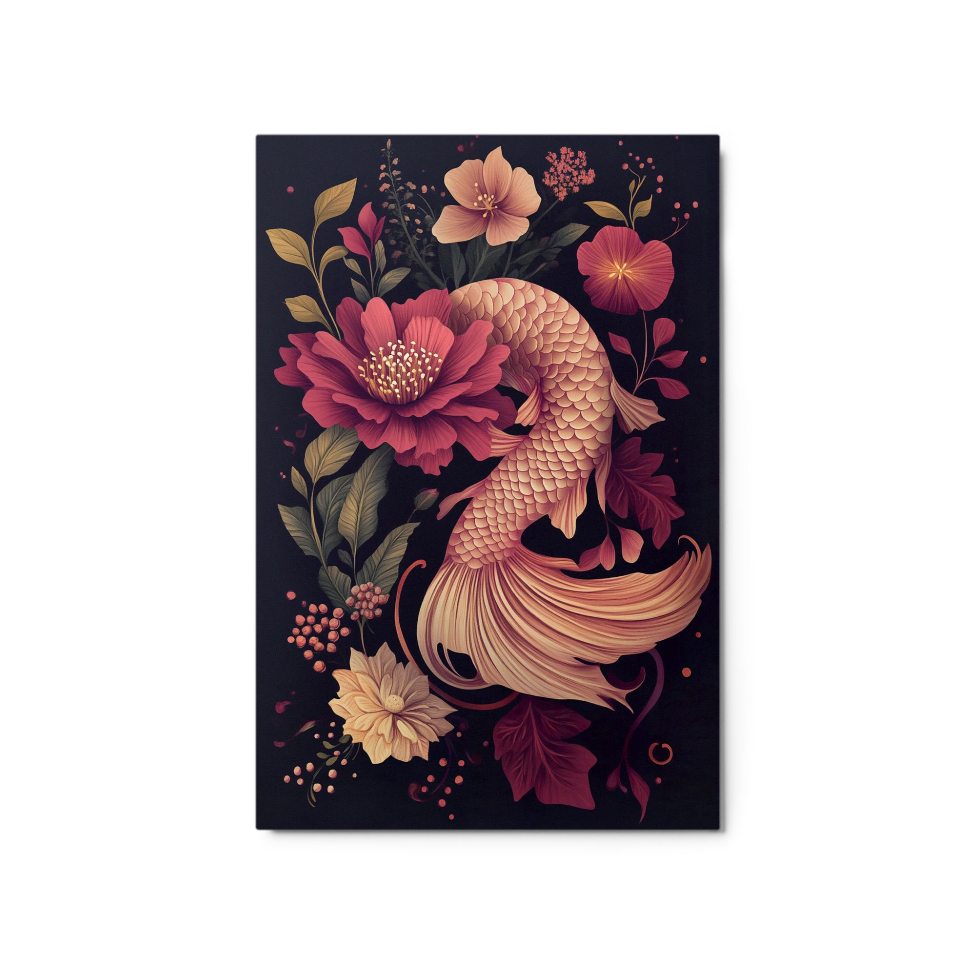 Ornate Koi Fish with Flowers