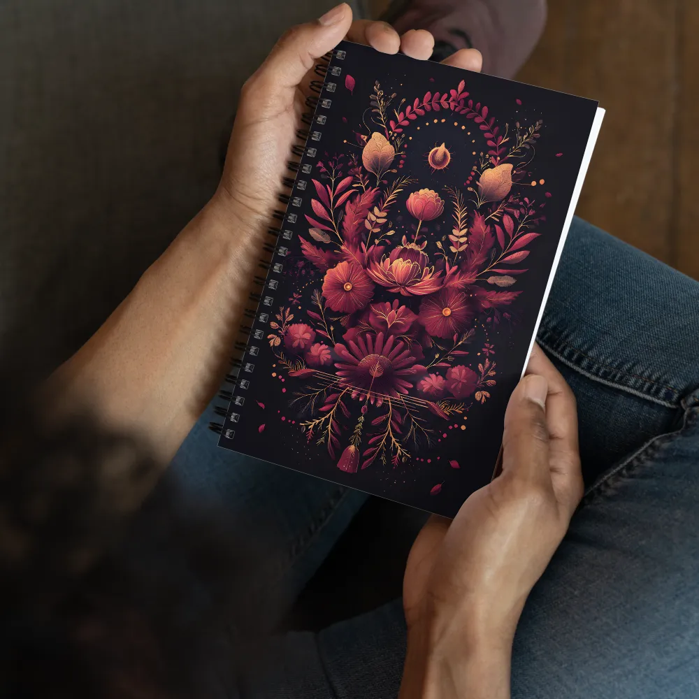 Golden Floral Symmetry 
 Spiral Notebook | 140 pages