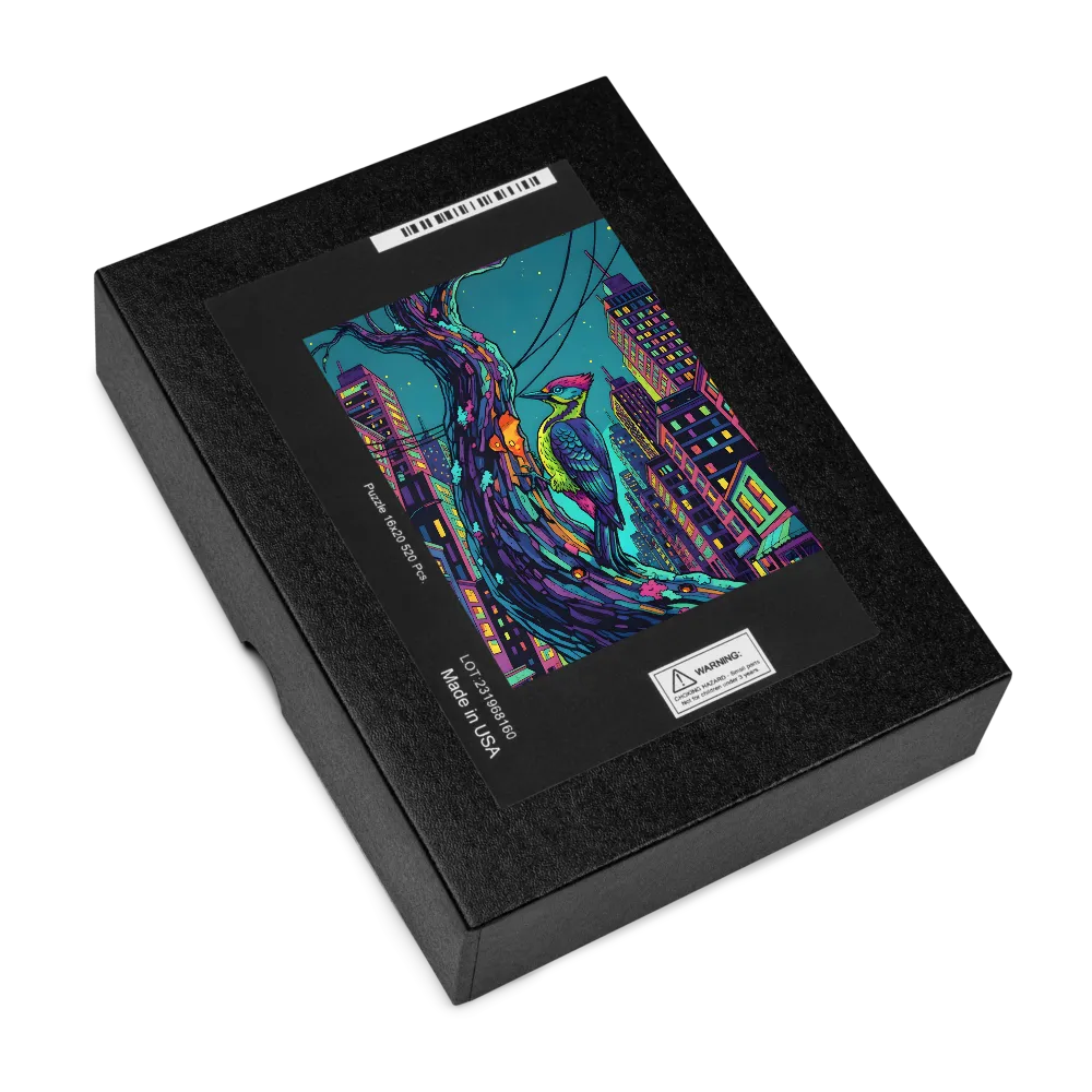 Neon City Woodpecker 
 Jigsaw Puzzle in Tin Box