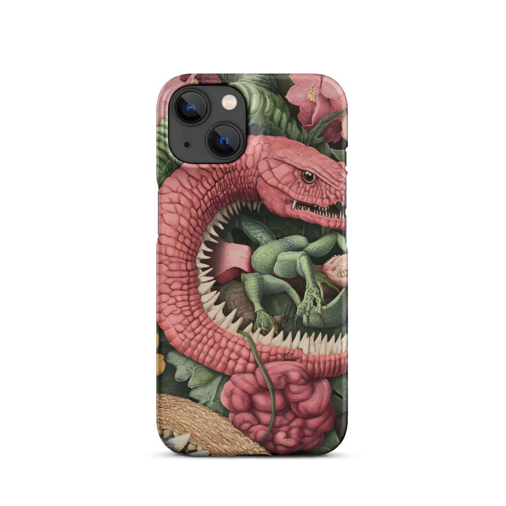 Surreal Pink Snake and Green Lizards Artwork | Phone Case