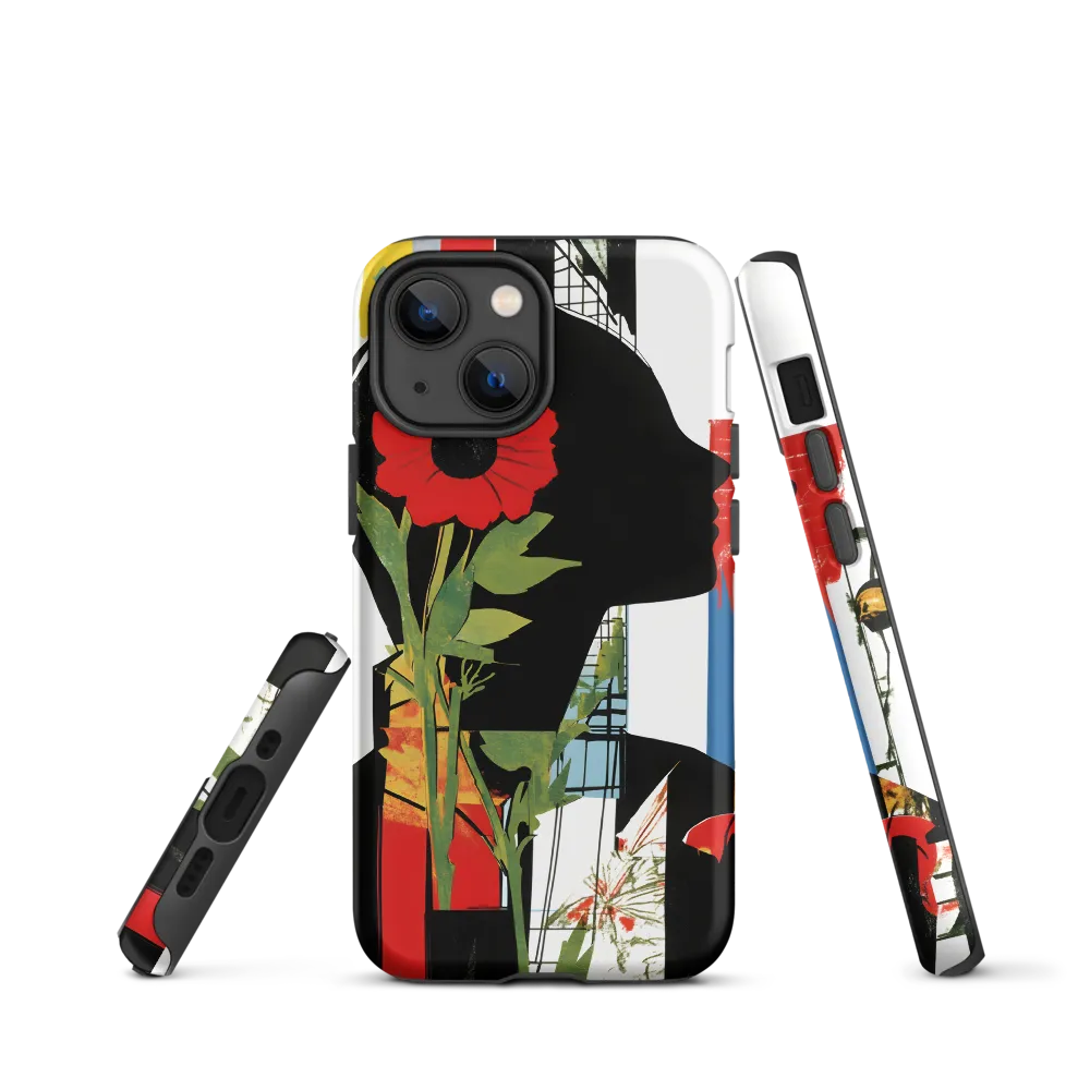 Silhouette with Flower and Abstract Elements | Phone Case