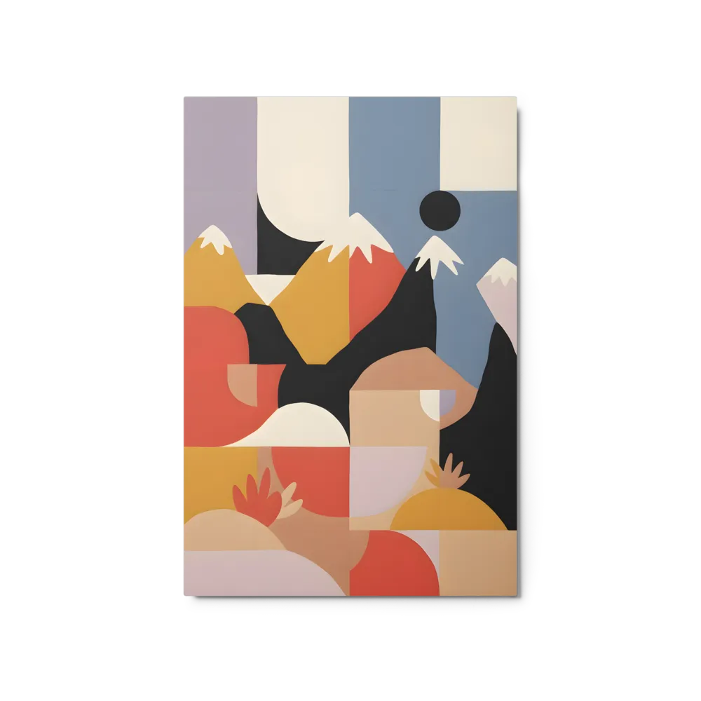Abstract Mountainscape Harmony 
 Canvas with Brown Frame