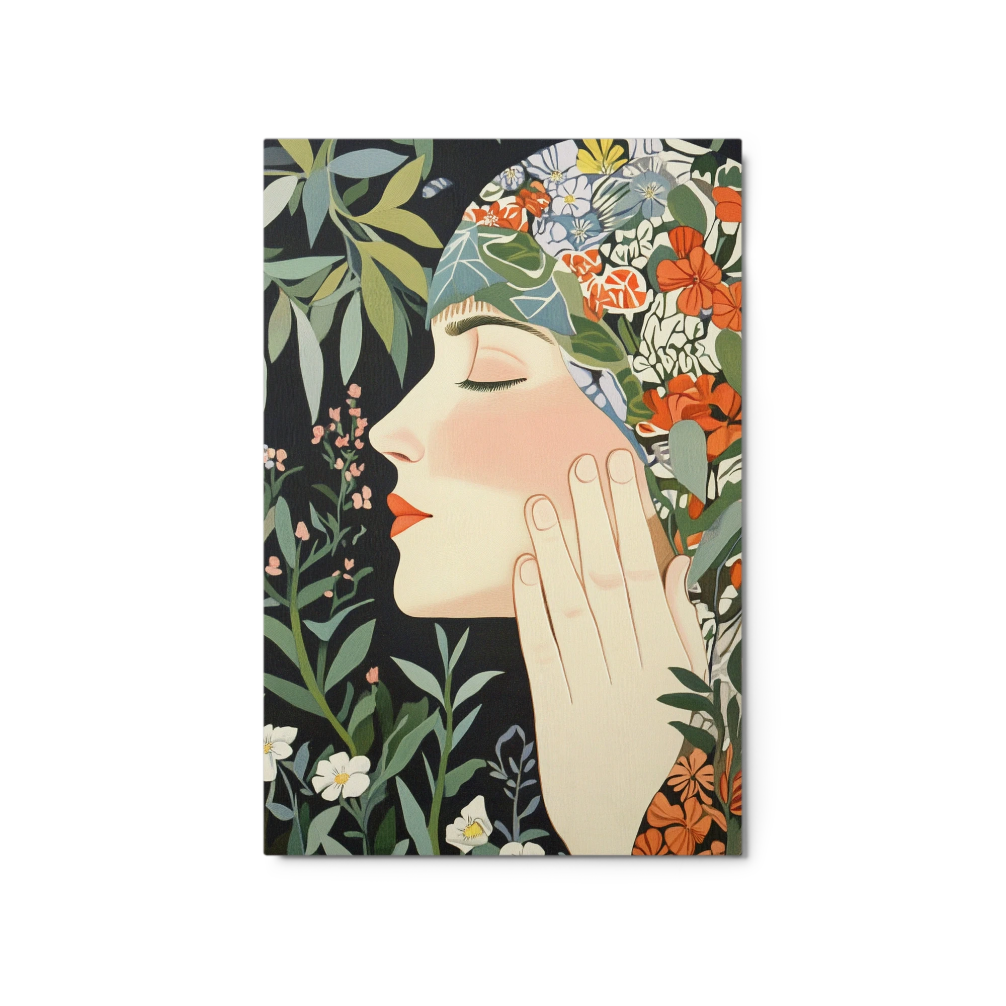 Floral Headdress Woman Profile