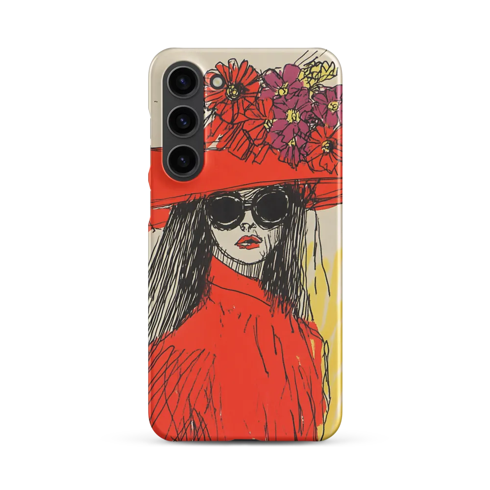 Stylish Woman with Red Hat and Flowers | Phone Case