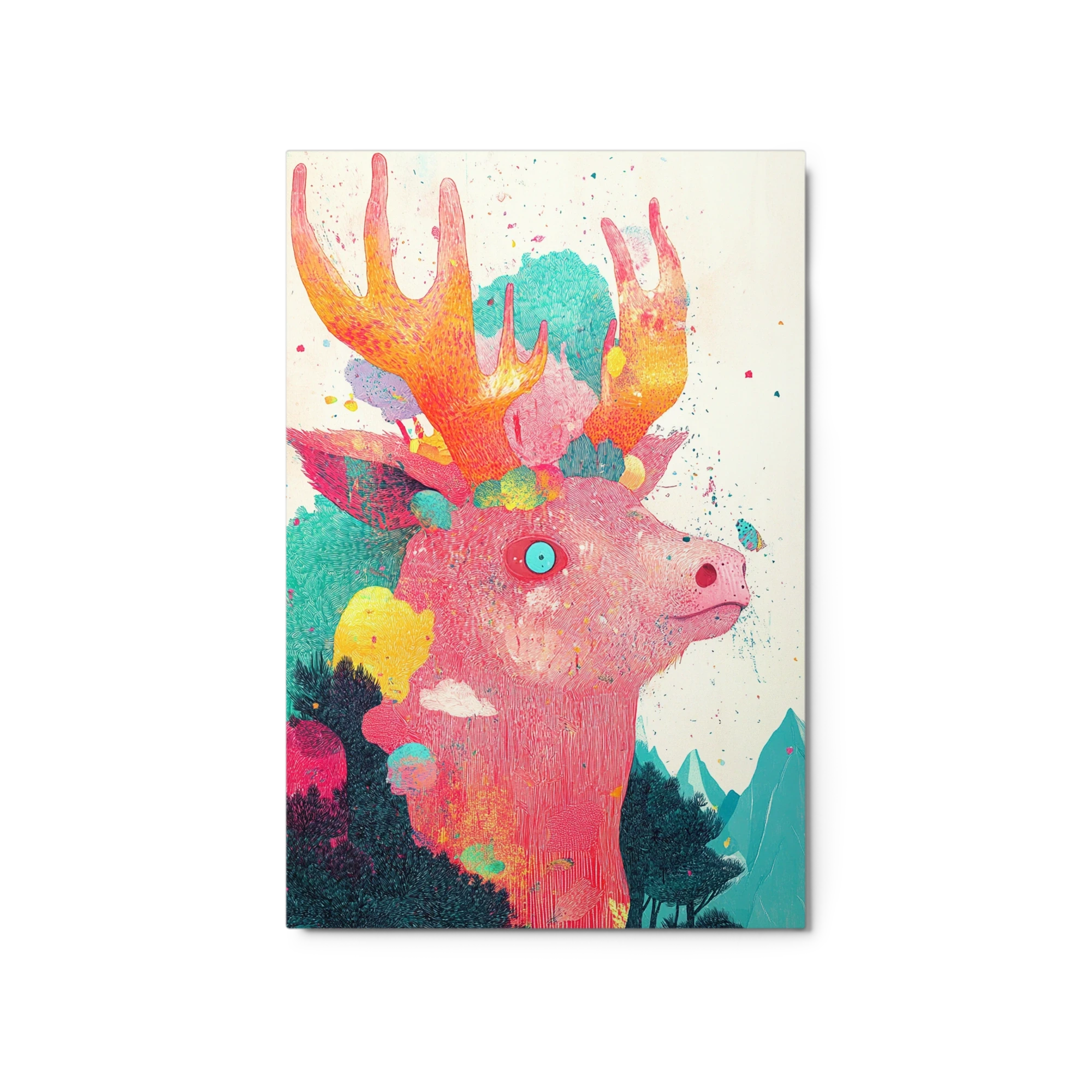 Surreal Deer in Colorful Landscape