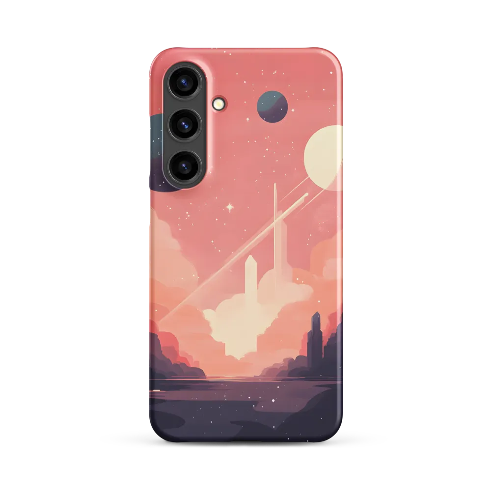 Serene Digital Landscape with Planets | Phone Case