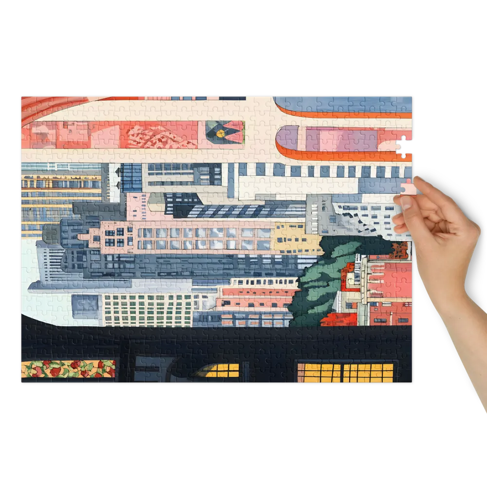 Urban Archway Vista 
 Jigsaw Puzzle in Tin Box