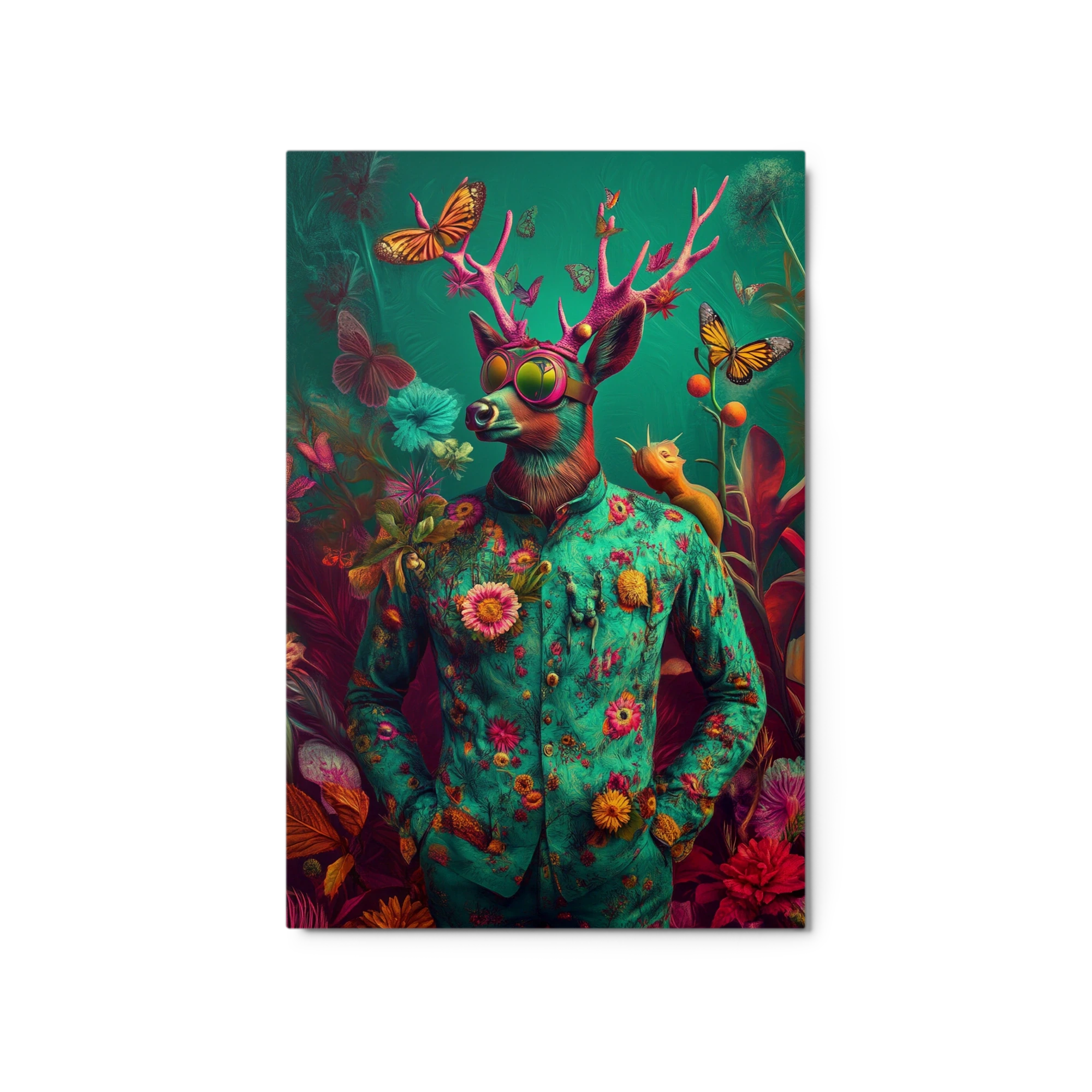 Surreal Deer with Floral Patterns