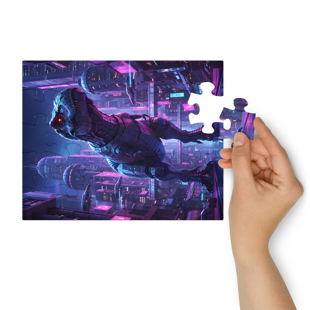 Cyberpunk T-Rex 
 Jigsaw Puzzle in Tin Box