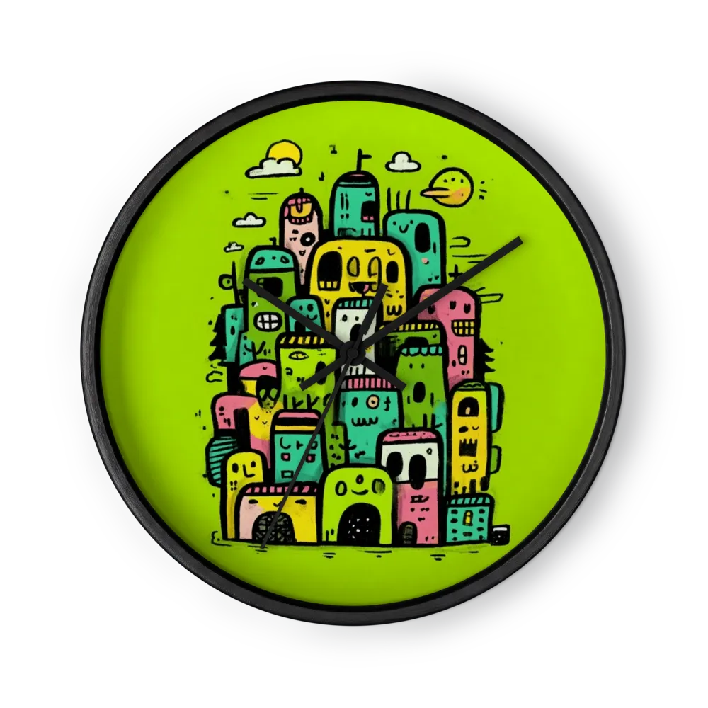 Monster City Doodle | Wall Clock