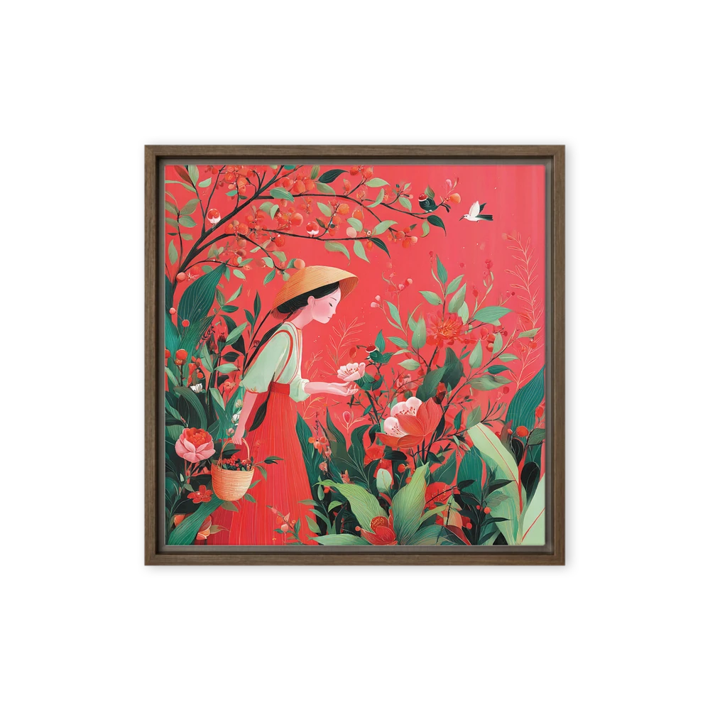 Tranquil Harvest in the Crimson Garden | Art Print