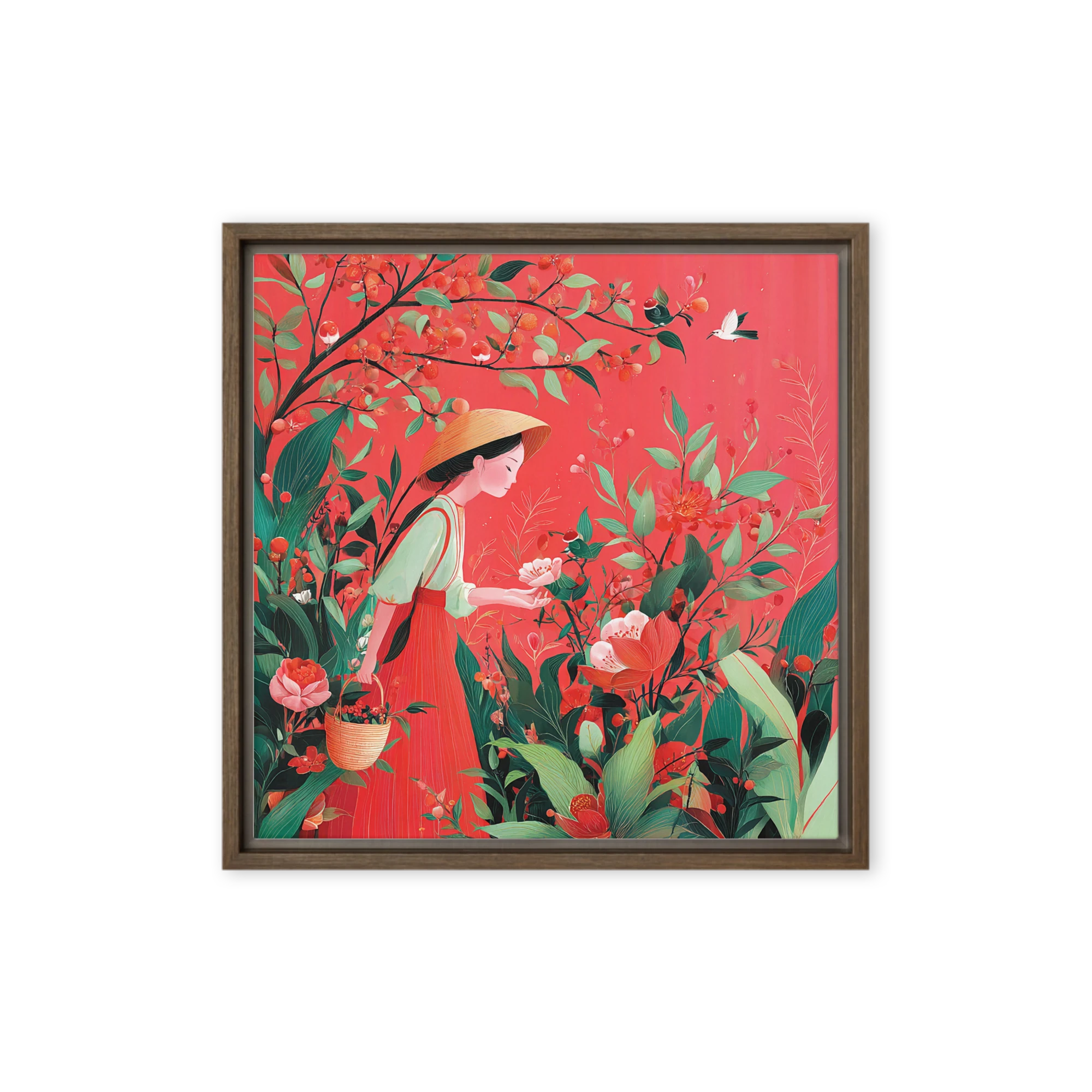 Tranquil Harvest in the Crimson Garden | Art Print