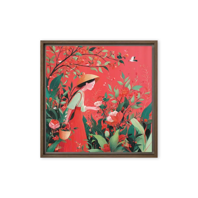 Tranquil Harvest in the Crimson Garden | Art Print
