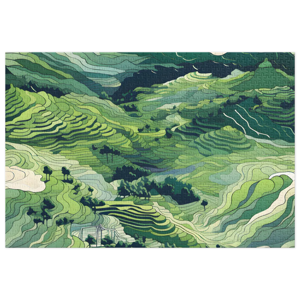 Stylized Green Landscape | Jigsaw Puzzle (252/520 pieces)