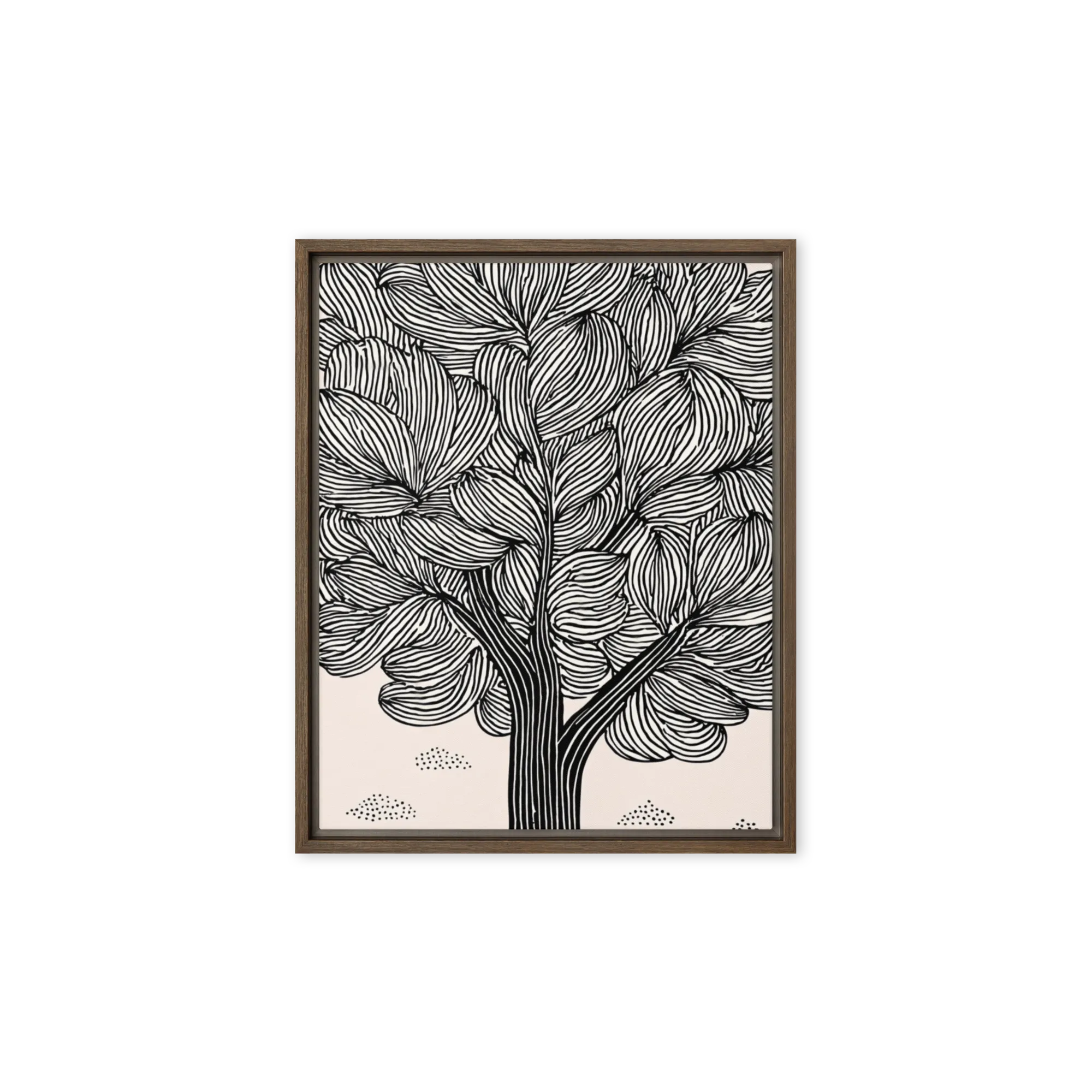 Wavy Line Tree 
 Canvas with White Frame