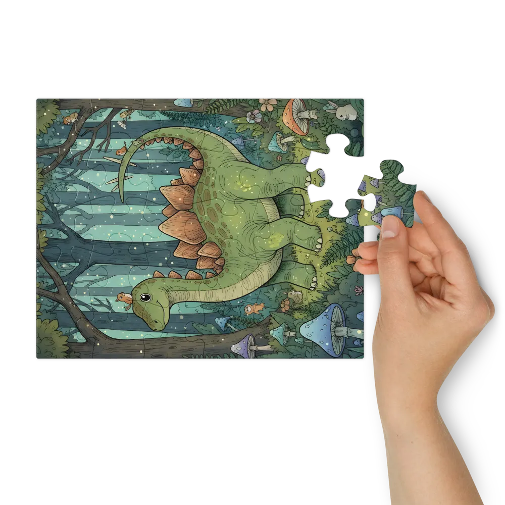 Woodland Stegosaurus 
 Jigsaw Puzzle in Tin Box