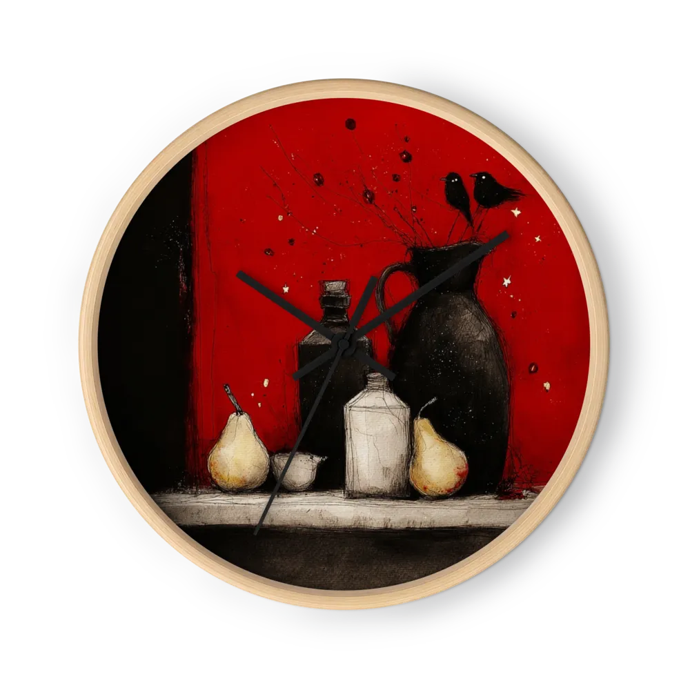Red Still Life with Birds