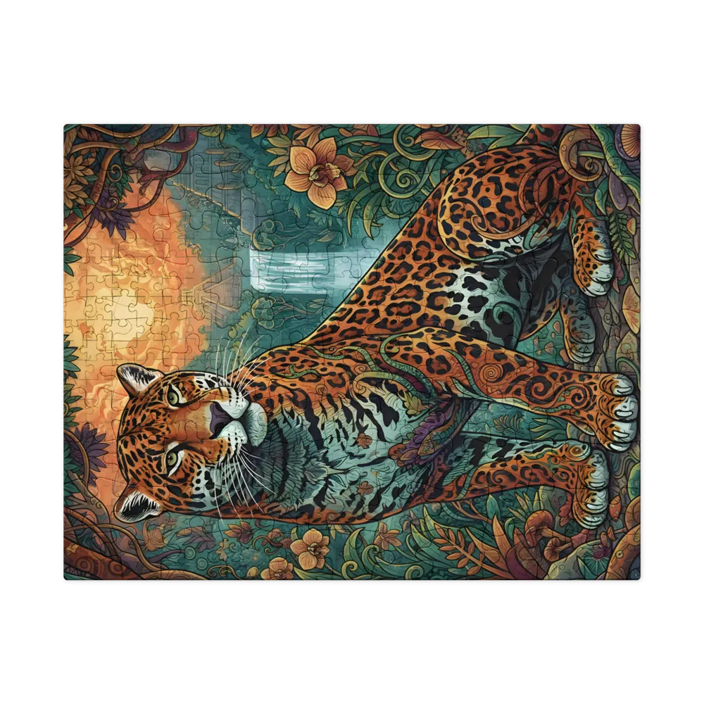 Jaguar of the Falls 
 Jigsaw Puzzle in Tin Box