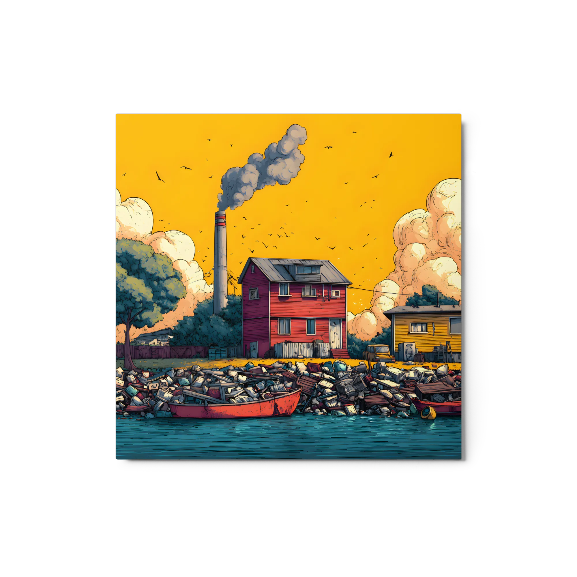 Industrial River Pollution Scene