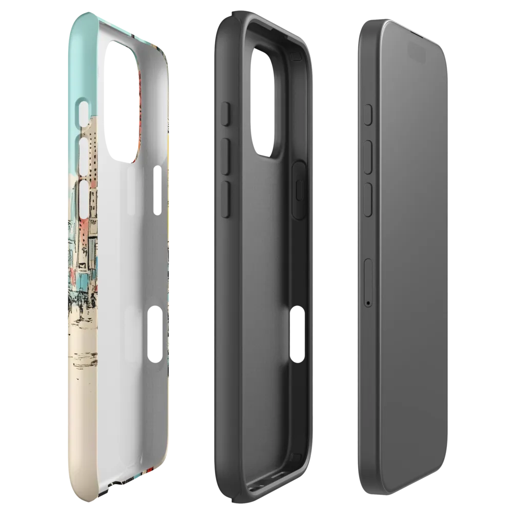 Retro-Futuristic Robot in Urban Landscape | Phone Case
