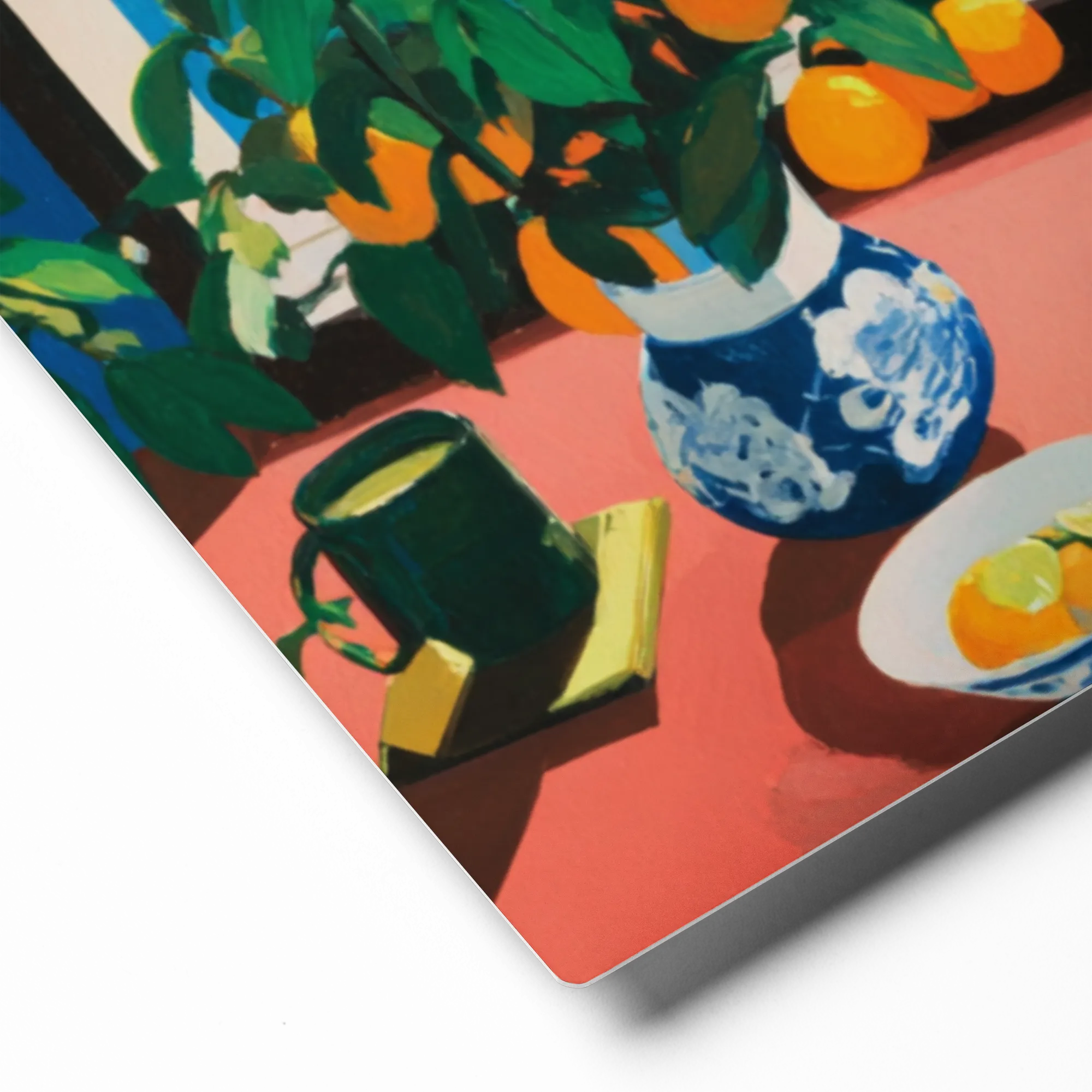 Window Still Life with Oranges 
 Canvas with Brown Frame