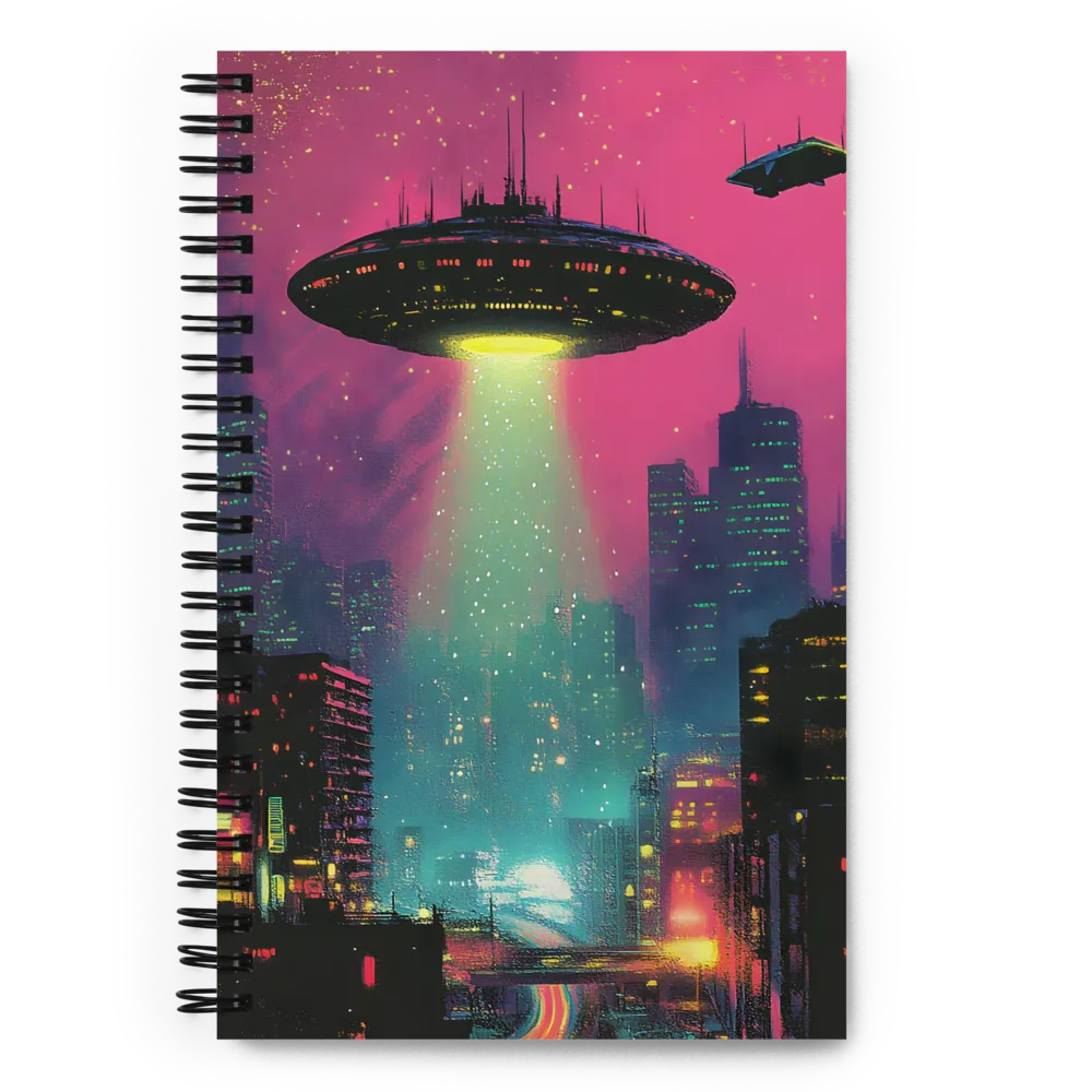Neon Sci-Fi Encounter 
 Spiral Notebook | 140 pages