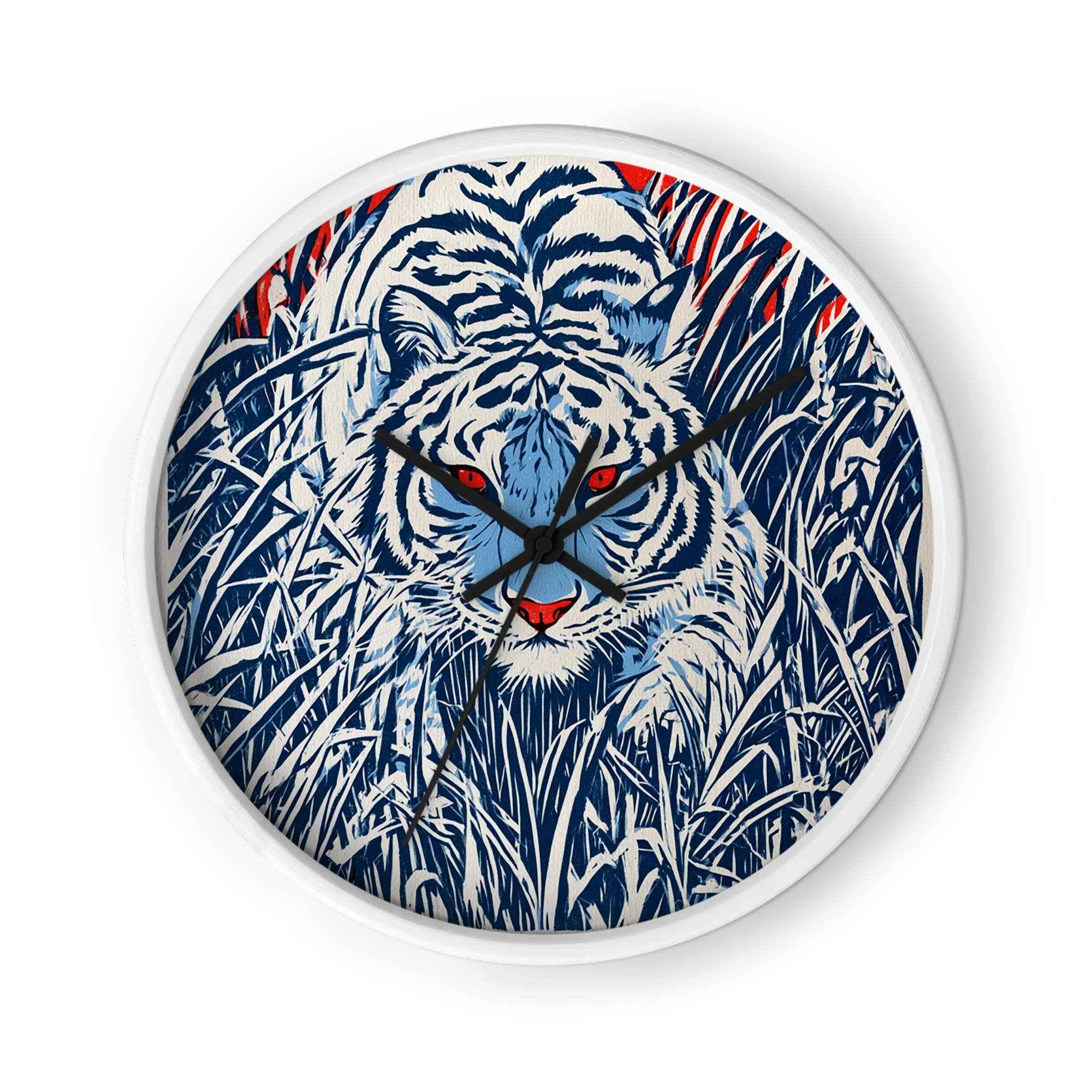 White Tiger in Grass | Wall Clock