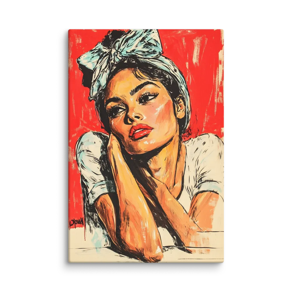 Pensive Gaze 
 Canvas with White Frame