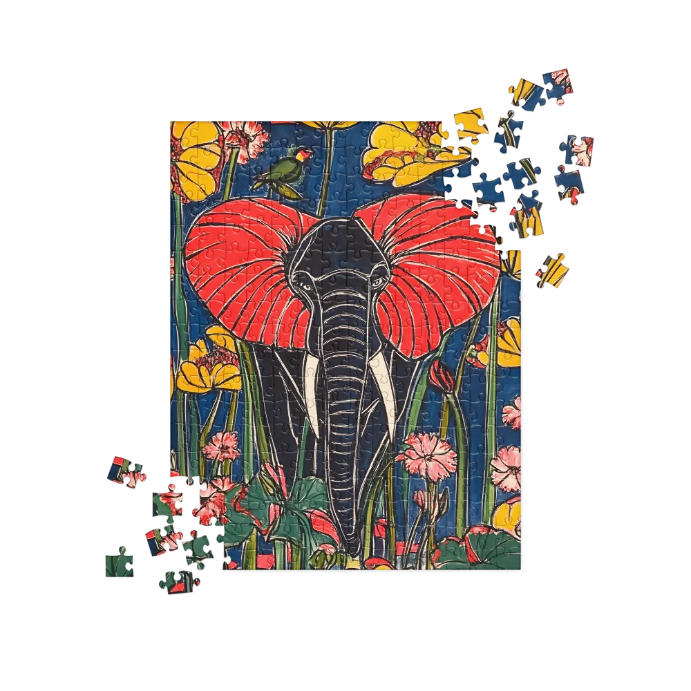 Art Nouveau Jungle Elephant 
 Jigsaw Puzzle