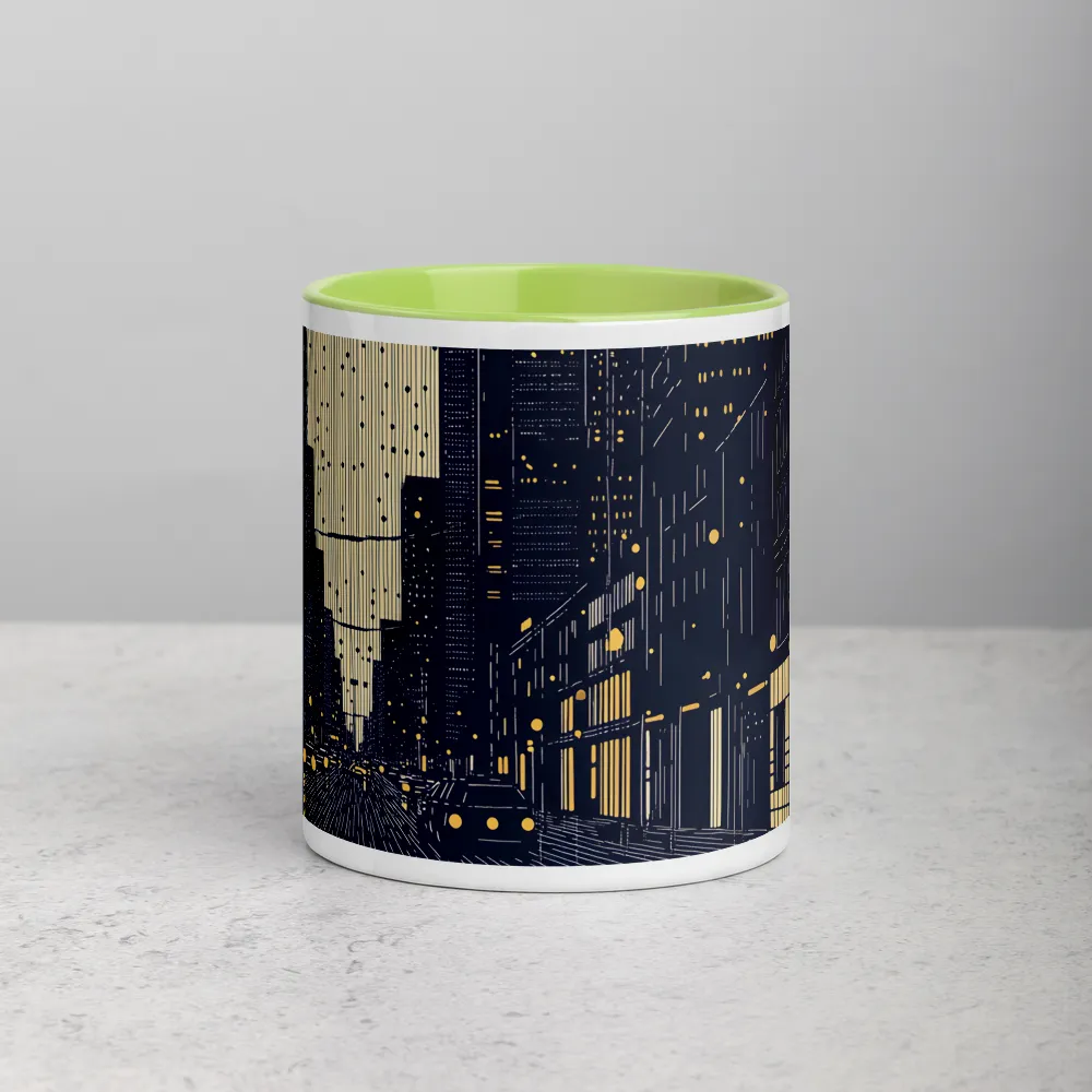 Golden Metropolis Rain 
 Mug with Black inside